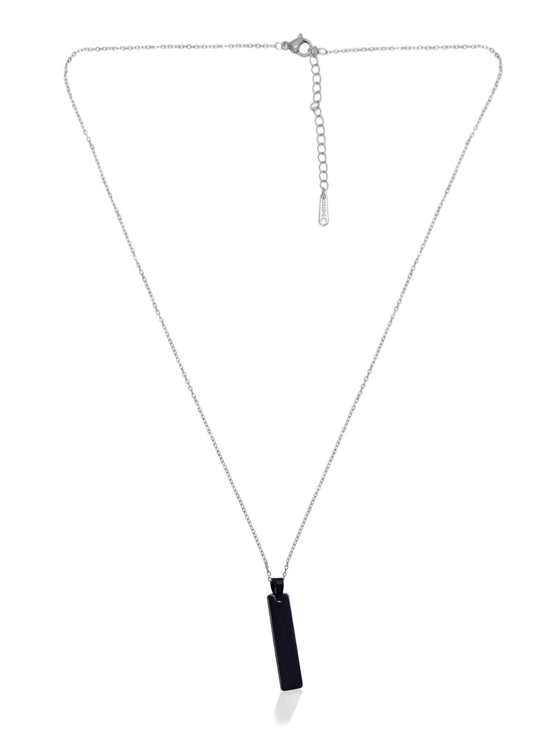 Black Stainless Steel Vertical Bar Pendant adjustable Necklace chain