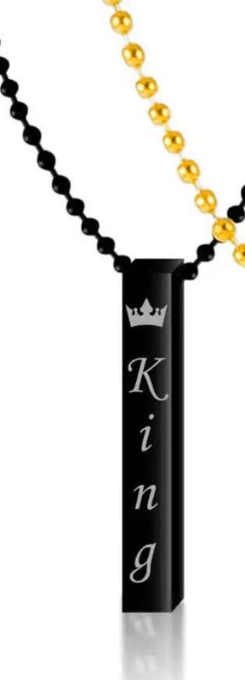 Fashion Frill Black Golden Chain King Queen Couple Pendant