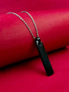 Black Stainless Steel Vertical Bar Pendant adjustable Necklace chain